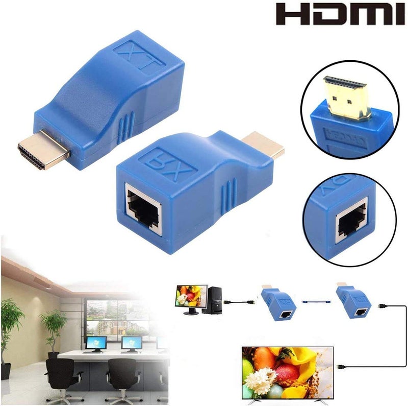 XMSJSIY HDMI Extender, HDMI to RJ45 Network Cable Extender Converter Repeater Over Cat 5e/6 1080p up to 30m for HDTV, PS4, STB - Request Pure Copper Cat 5e/6 Wire - Not Support HDCP - Image 4